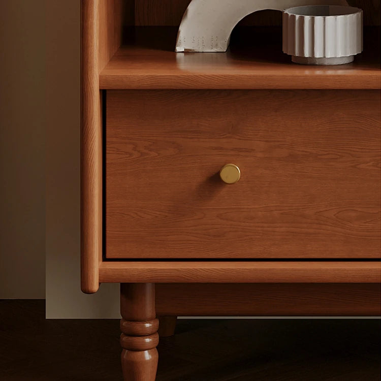 Elegant Cherry Wood Cabinet with Glass Door – Premium Solid Wood Display Storage ful-4458