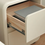 Sleek Ash Wood Bedside Cupboard with Stainless Accents - Modern Storage Solution ful-4463