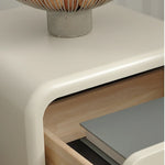 Sleek Ash Wood Bedside Cupboard with Stainless Accents - Modern Storage Solution ful-4463