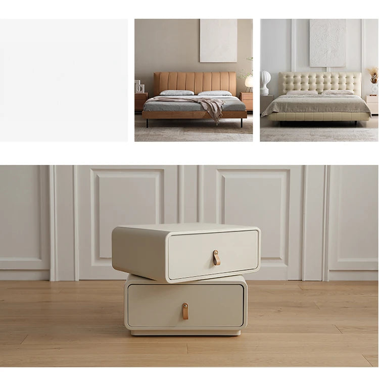 Sleek Ash Wood Bedside Cupboard with Stainless Accents - Modern Storage Solution ful-4463