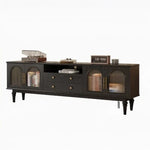 Elegant Black Tempered Glass TV Cabinet - Modern Living Room Furniture with Storage Solutions fvp-4588