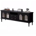 Elegant Black Tempered Glass TV Cabinet - Modern Living Room Furniture with Storage Solutions fvp-4588
