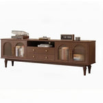 Elegant Black Tempered Glass TV Cabinet - Modern Living Room Furniture with Storage Solutions fvp-4588