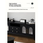 Elegant Black Tempered Glass TV Cabinet - Modern Living Room Furniture with Storage Solutions fvp-4588