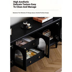 Elegant Black Tempered Glass TV Cabinet - Modern Living Room Furniture with Storage Solutions fvp-4588