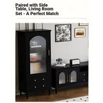 Elegant Black Tempered Glass TV Cabinet - Modern Living Room Furniture with Storage Solutions fvp-4588