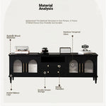 Elegant Black Tempered Glass TV Cabinet - Modern Living Room Furniture with Storage Solutions fvp-4588