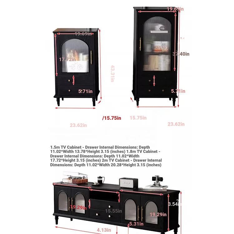 Elegant Black Tempered Glass TV Cabinet - Modern Living Room Furniture with Storage Solutions fvp-4588