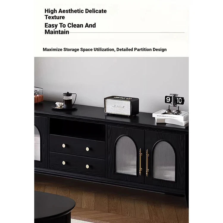 Elegant Tempered Glass Cabinet – Modern Black Storage Solution for Your Home fvp-4589