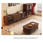 Mid-Century Modern TV Cabinet with Tempered Glass Doors - Stylish Storage Solution for Living Room fvp-4591