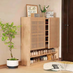 Elegant Solid Wood Shoe Cabinet with Vertical Door - Stylish Storage with Ventilation for Freshness fvp-4593