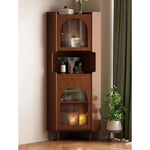 Stylish Oak Glass Cabinet - Elegant Storage Solution for Modern Homes, Durable Solid Wood Frame fvp-4594