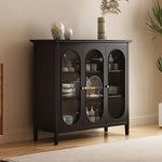 Elegant Glass Cabinet with Sleek Black Finish - Modern Storage Solution for Home Décor fvp-4595