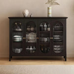 Elegant Glass Cabinet with Sleek Black Finish - Modern Storage Solution for Home Décor fvp-4595