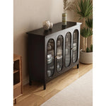 Elegant Glass Cabinet with Sleek Black Finish - Modern Storage Solution for Home Décor fvp-4595