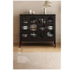 Elegant Glass Cabinet with Sleek Black Finish - Modern Storage Solution for Home Décor fvp-4595