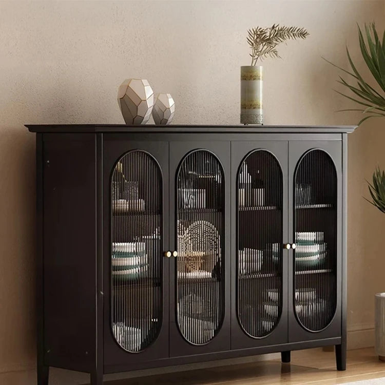 Elegant Glass Cabinet with Sleek Black Finish - Modern Storage Solution for Home Décor fvp-4595