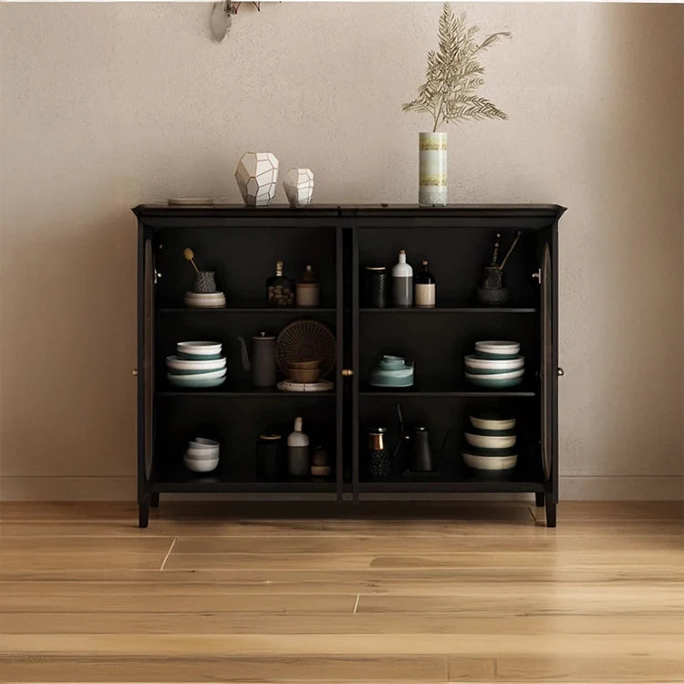 Elegant Glass Cabinet with Sleek Black Finish - Modern Storage Solution for Home Décor fvp-4595