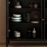 Elegant Glass Cabinet with Sleek Black Finish - Modern Storage Solution for Home Décor fvp-4595
