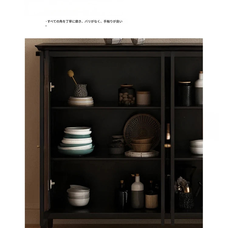 Elegant Glass Cabinet with Sleek Black Finish - Modern Storage Solution for Home Décor fvp-4595