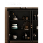 Elegant Glass Cabinet with Sleek Black Finish - Modern Storage Solution for Home Décor fvp-4595