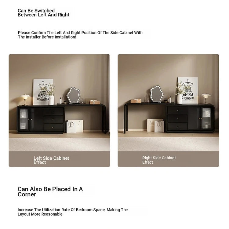 Stylish Black Glass-Cabinet with Three Spacious Drawers – Ultimate Storage Solution! fvp-4596
