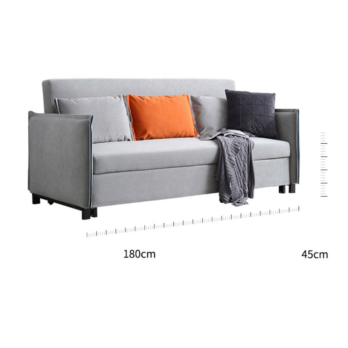 Chic Light Gray Blue Sofa - Solid Wood Frame & Premium Leathaire Upholstery fwlp-944