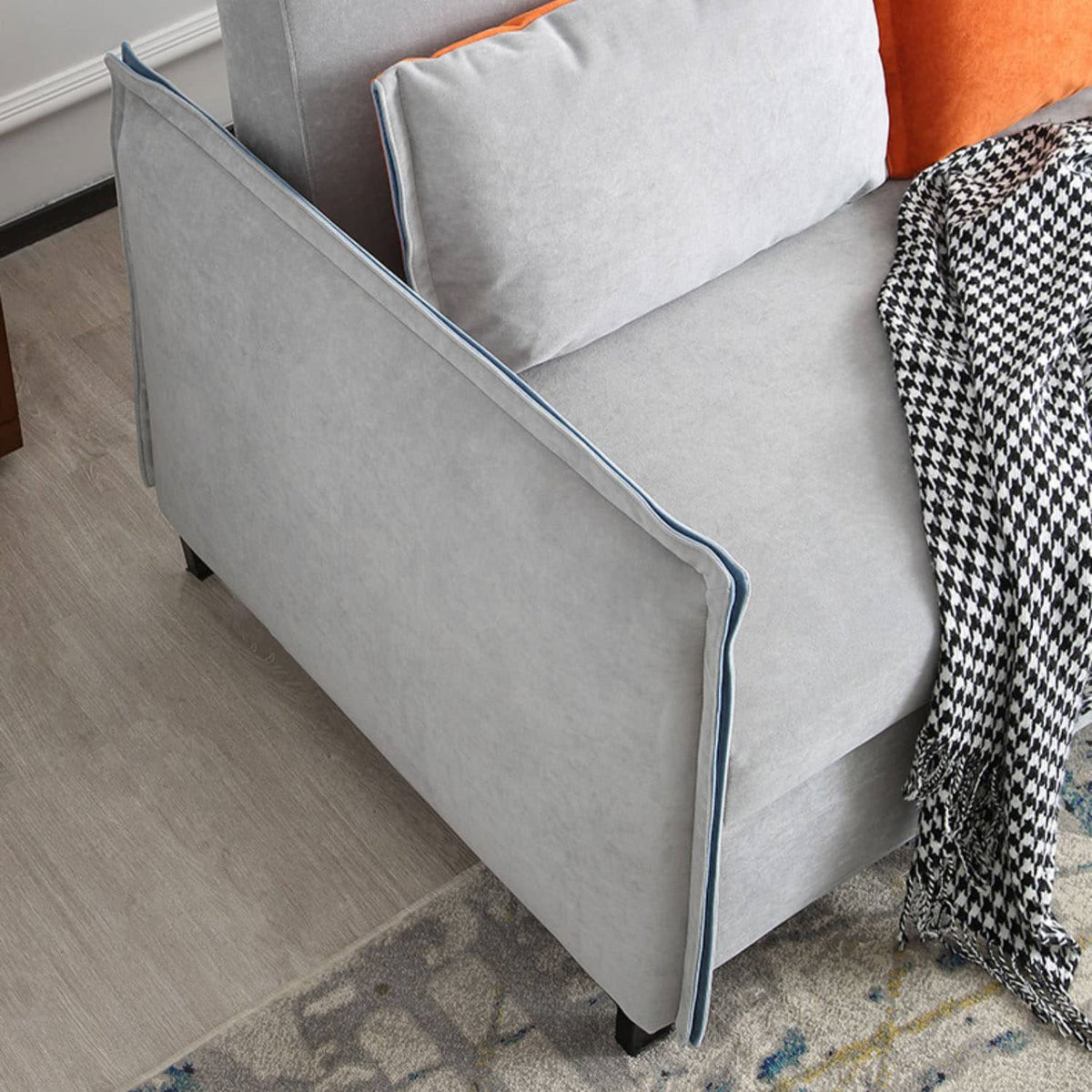 Chic Light Gray Blue Sofa - Solid Wood Frame & Premium Leathaire Upholstery fwlp-944