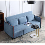 Chic Light Gray Blue Sofa - Solid Wood Frame & Premium Leathaire Upholstery fwlp-944