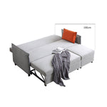 Chic Light Gray Blue Sofa - Solid Wood Frame & Premium Leathaire Upholstery fwlp-944