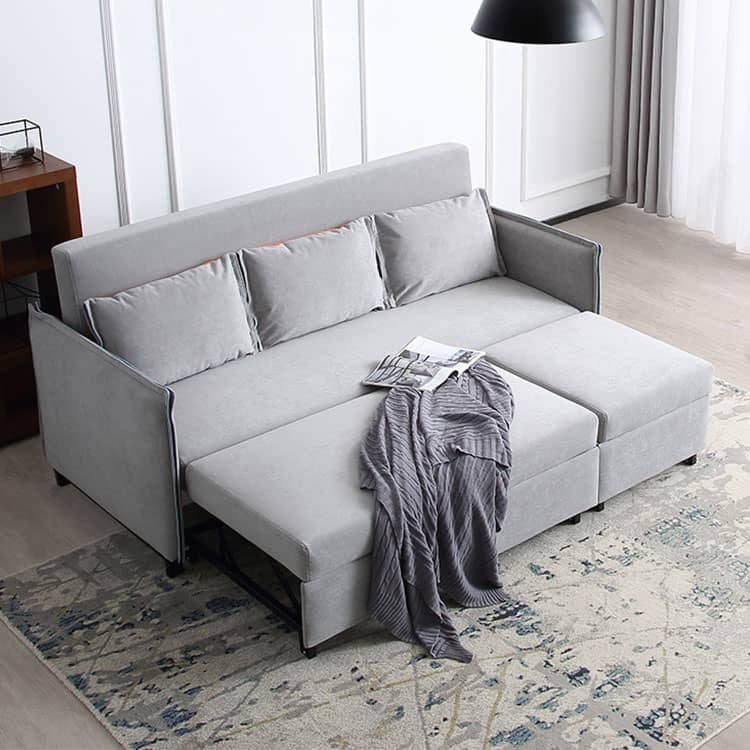 Chic Light Gray Blue Sofa - Solid Wood Frame & Premium Leathaire Upholstery fwlp-944