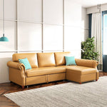 Stylish Yellow Faux Leather Sofa with Solid Wood Frame - Modern & Durable fwlp-945