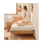 Stylish Beech Wood Bed Frame with Metal Accents for Modern Bedrooms fxgmz-584