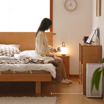 Sleek Beech Wood Bed Frame with Modern Metal Accents for a Stylish Bedroom fxgmz-587