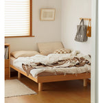 Sleek Beech Wood Bed Frame with Modern Metal Accents for a Stylish Bedroom fxgmz-587