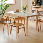 Elegant White Natural Wood Dining Table with Durable Sintered Stone Top & Sturdy Beech Wood Multi-Layer Board fxgmz-598