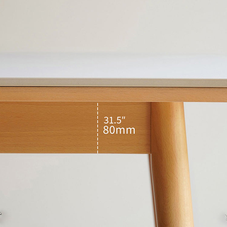 Elegant White Natural Wood Dining Table with Durable Sintered Stone Top & Sturdy Beech Wood Multi-Layer Board fxgmz-598