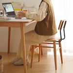 Elegant White Natural Wood Dining Table with Durable Sintered Stone Top & Sturdy Beech Wood Multi-Layer Board fxgmz-598