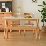 Elegant White Natural Wood Dining Table with Durable Sintered Stone Top & Sturdy Beech Wood Multi-Layer Board fxgmz-598