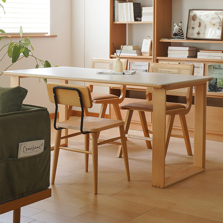 Stylish Multi-Layer Wood Dining Table with Elegant Natural Sintered Stone Top fxgmz-599