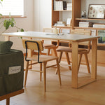 Stylish Multi-Layer Wood Dining Table with Elegant Natural Sintered Stone Top fxgmz-599