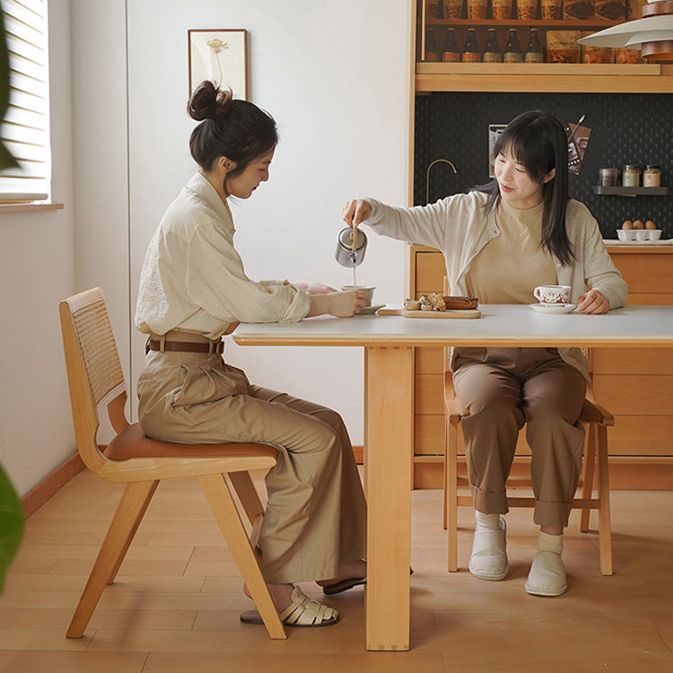 Stylish Multi-Layer Wood Dining Table with Elegant Natural Sintered Stone Top fxgmz-599