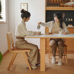 Stylish Multi-Layer Wood Dining Table with Elegant Natural Sintered Stone Top fxgmz-599