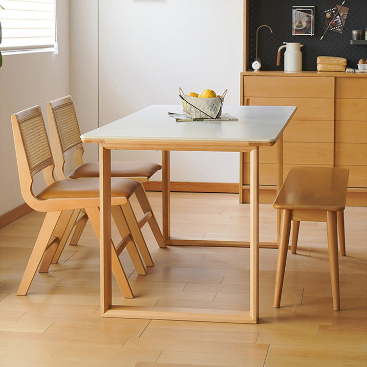 Stylish Multi-Layer Wood Dining Table with Elegant Natural Sintered Stone Top fxgmz-599