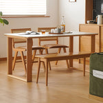 Stylish Multi-Layer Wood Dining Table with Elegant Natural Sintered Stone Top fxgmz-599