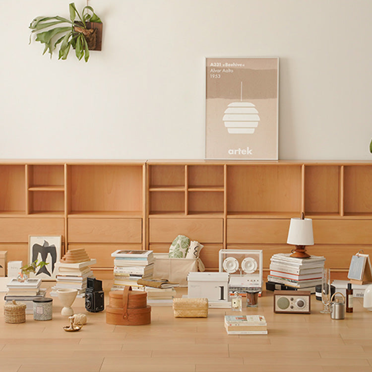 Stylish Beech Wood Multi-Layer Board Cabinet - Natural Wood Finish fxgmz-608