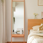 Elegant Beech Wood Multi-Layer Mirror with Clear Glass - Natural Finish fxgmz-615