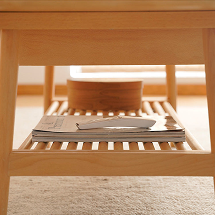 Stylish Beech Wood Multi-Layer Tea Table with Modern Metal Accents fxgmz-619