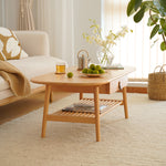 Stylish Beech Wood Multi-Layer Tea Table with Modern Metal Accents fxgmz-619