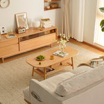 Stylish Beech Wood Multi-Layer Tea Table with Modern Metal Accents fxgmz-619